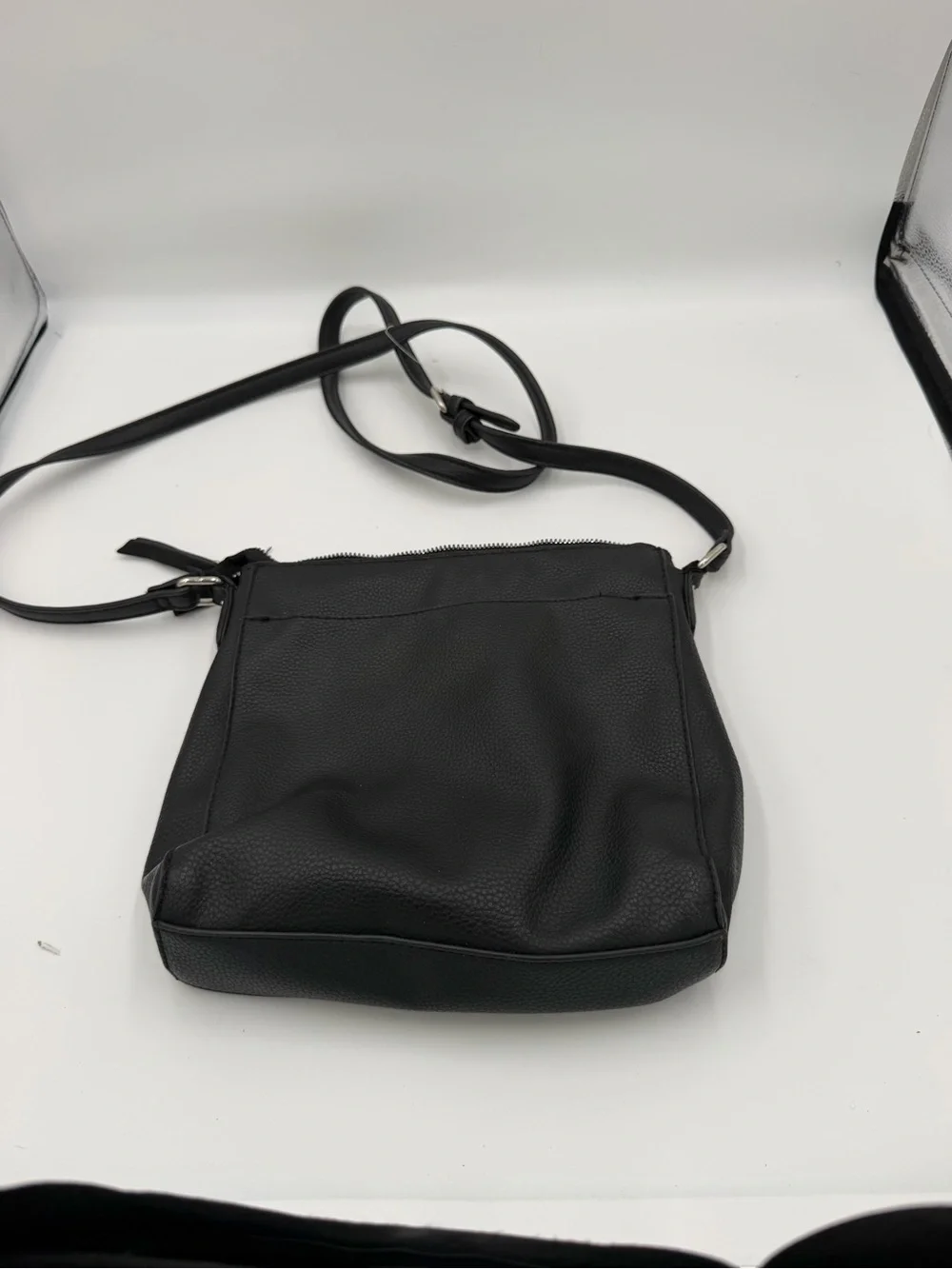 Jones New York Signature Black Pebbled Faux‎ Leather Crossbody Purse